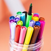 Флумастери Deli Colorun EC156-24, 24 цвята, измиващи се, пластмасов тубус