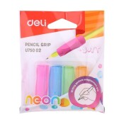 Грип за молив Deli Neon EU75002 неонови цветове, 4 броя в опаковка