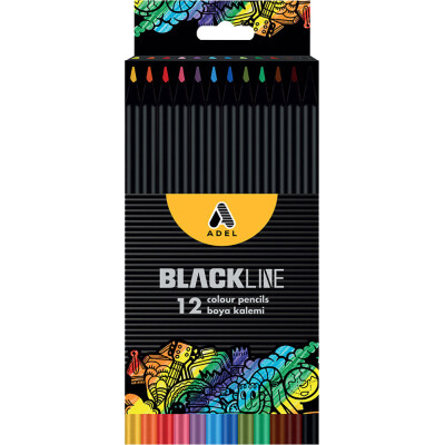 Моливи цветни Adel Blackline 12 цв. дълги