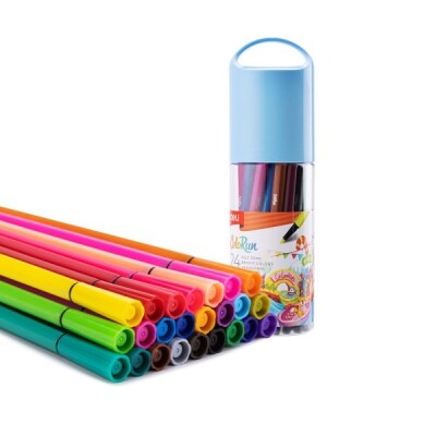 Флумастери Deli Colorun EC156-24, 24 цвята, измиващи се, пластмасов тубус