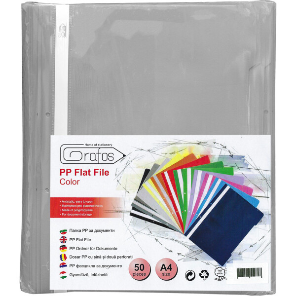 Папка PVC с перф. Grafos Color сив