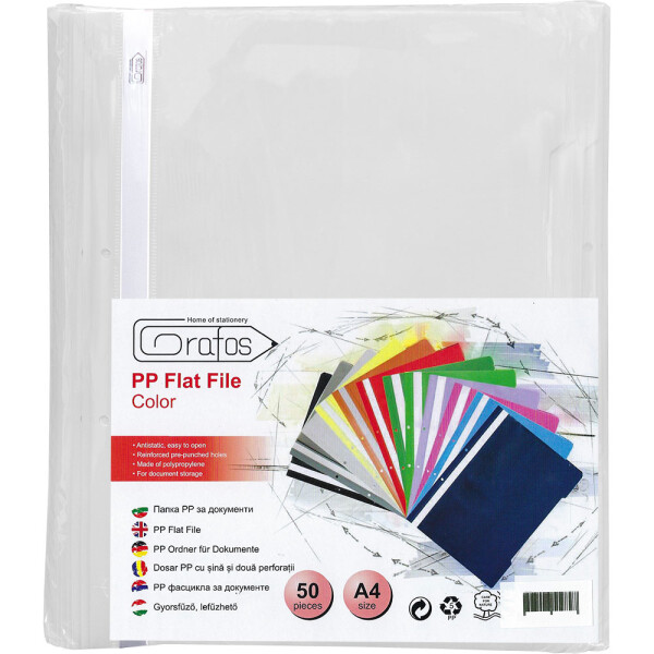 Папка PVC с перф. Grafos Color бял