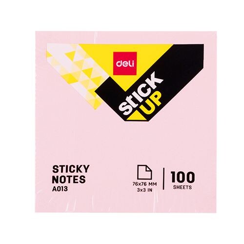 Самозалепващи листчета Deli Stick Up EA01303, 76 мм х 76 мм, розов, пастел, 100 л